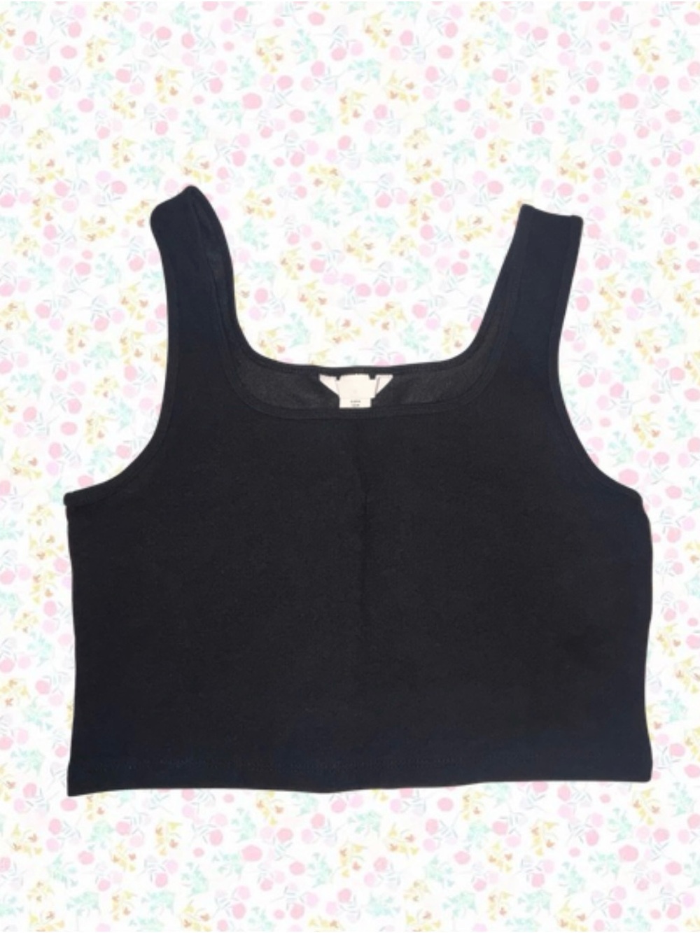 H&M Black Ribbed Crop Tank Top – Size M – Great Condition
